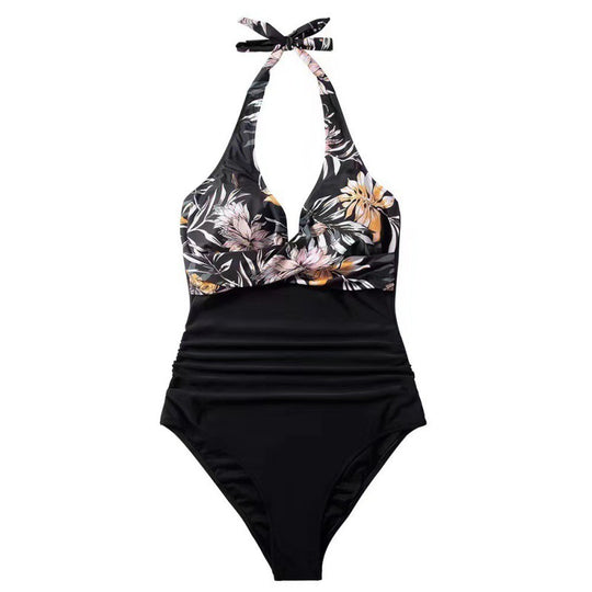 Damen Badeanzug mit raffiniertem Wickel-Design und floralem Muster EB