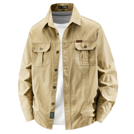 Herren nan leichte Overshirt-Jacke mit Klappbrusttaschen und klassischem Hemdkragen EB