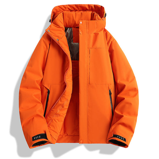 Damen wattierte Kapuzen-Outdoorjacke mit winddichter Membran und isolierendem Thermofutter EB