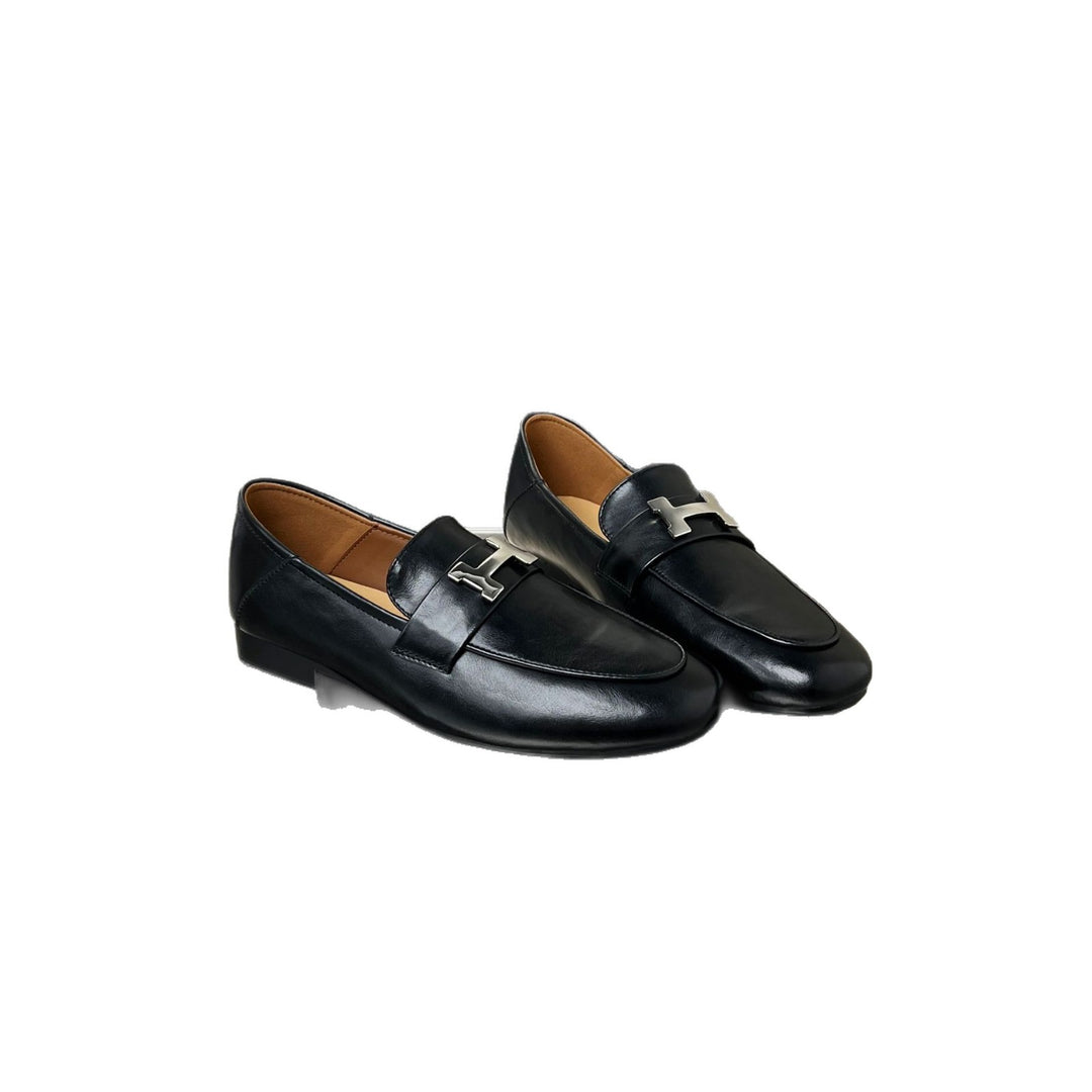 Damen Elegante Mokassins aus hochwertigem Leder mit modischem Schnallenverschluss EB