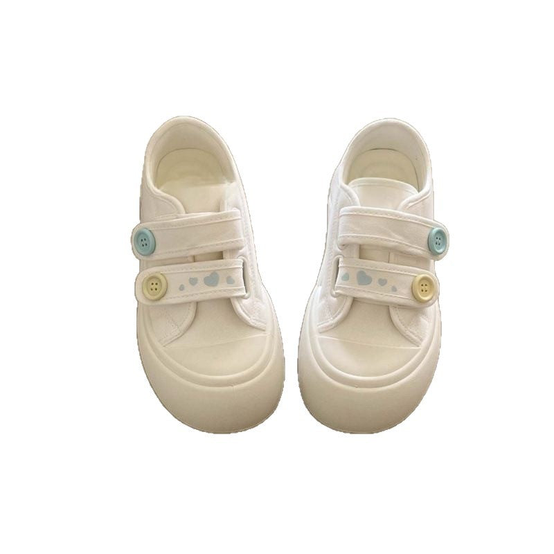 Damen Bequeme Freizeitschuhe mit verstellbarem Klettverschluss und bunten Knopfdetails EB
