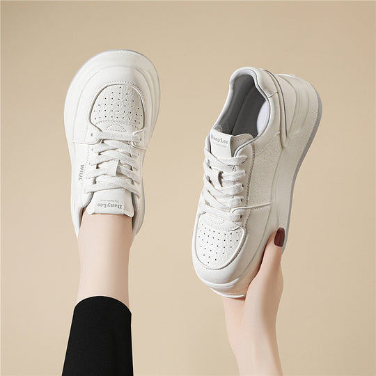 Damen Modische und komfortable Sneakers mit weicher Lederoberfläche EB