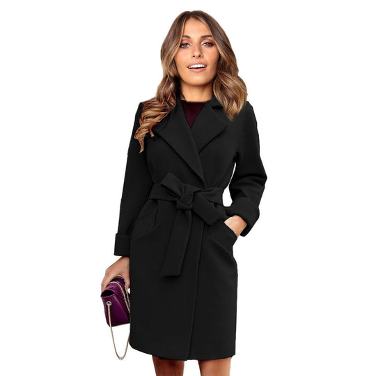 EB | Langer Doppelt Knöpfbarer Woll-Look-Mantel für Frauen
