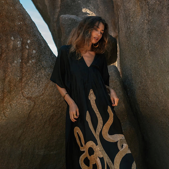 Damen Maxi-Kleid mit einzigartigem Schlangen-Design EB