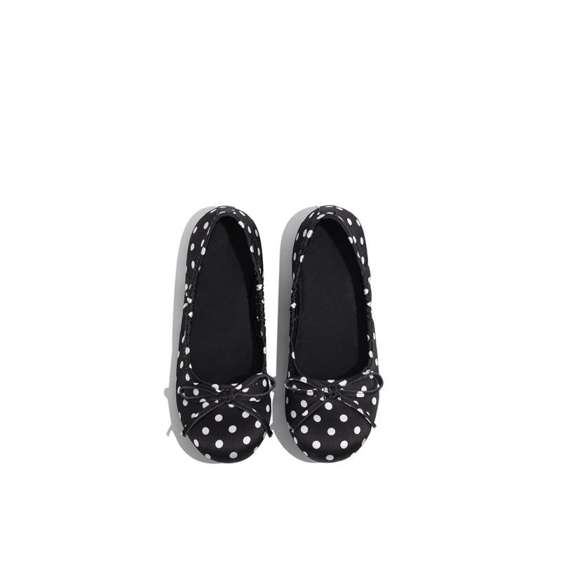 Damen Ballerinas mit punktiertem Design und zierlicher Schleifenapplikation EB