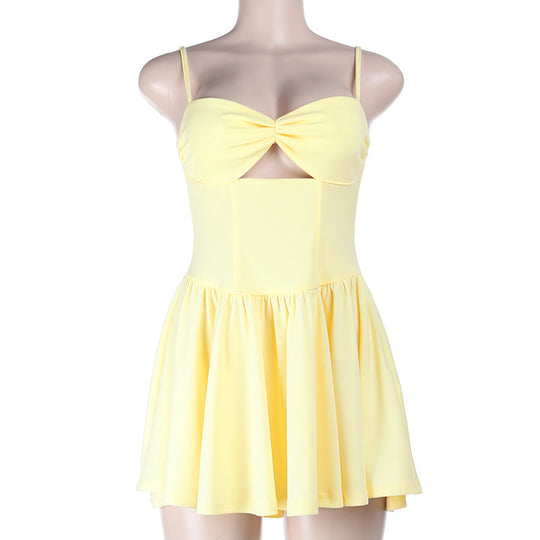 Damen elegantes Schwimmdress mit modischen Rüschen und tieferem Ausschnitt EB