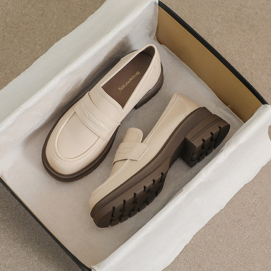 Damen Mokassin-Schuhe mit robustem Plateau und eleganter Schnalle EB