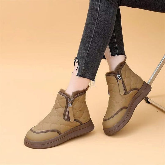Damen gefütterte Winter-Boots mit modischem Steppdesign und rutschfester Sohle EB