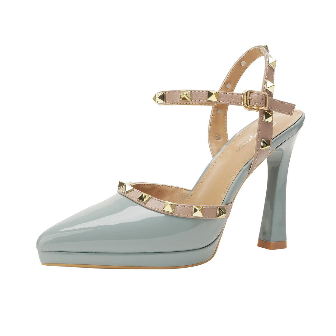 Damen elegante Absatzsandalen mit dekorativen Nieten EB