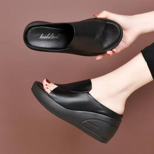 Damen Plattform-Sandalen mit geschwungenem Design und Komfortfußbett EB