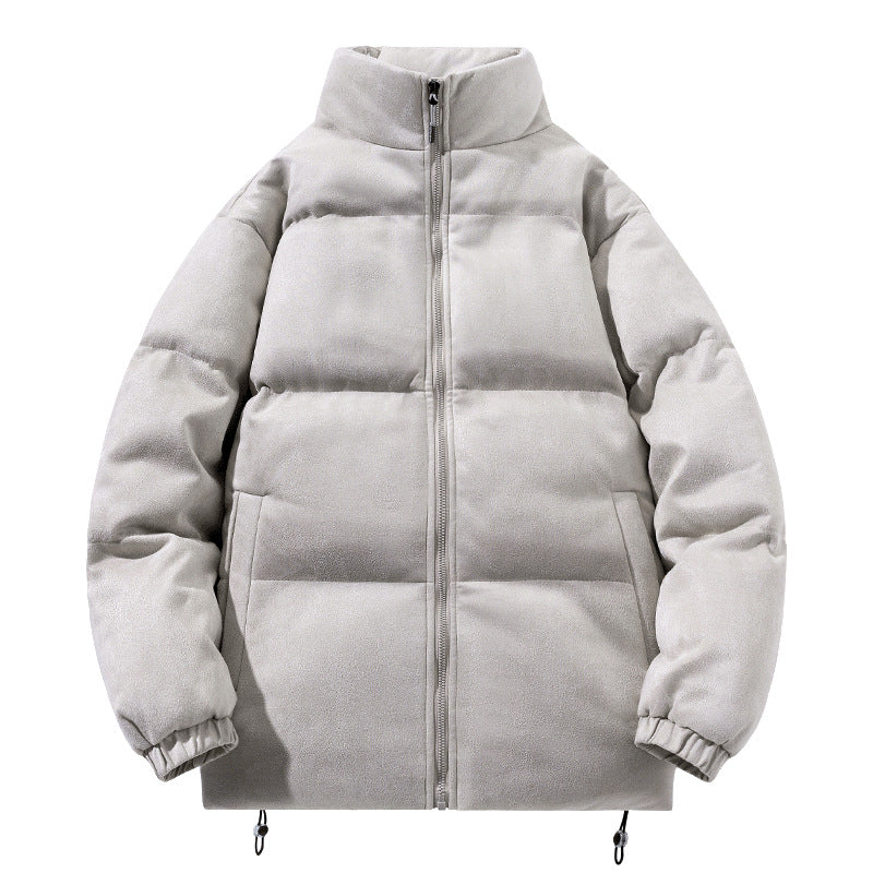 Herren breite Blocksteppjacke mit wattierter Thermofüllung, hohem Stehkragen und Kordelzugsaum EB