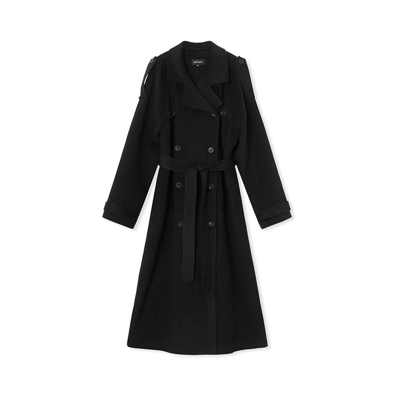 Damen eleganter und stylischer Trenchcoat mit taillierbarem Gürtel EB