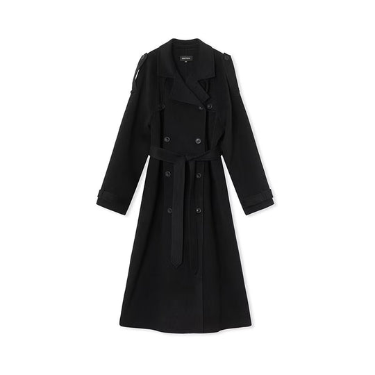 Damen eleganter und stylischer Trenchcoat mit taillierbarem Gürtel EB