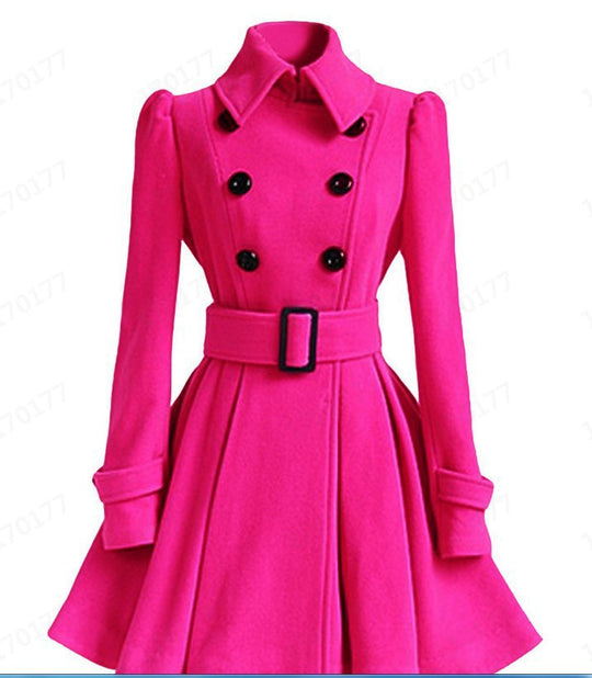 Damen moderner Trenchcoat mit tailliertem Schnitt und Doppelknöpfen EB