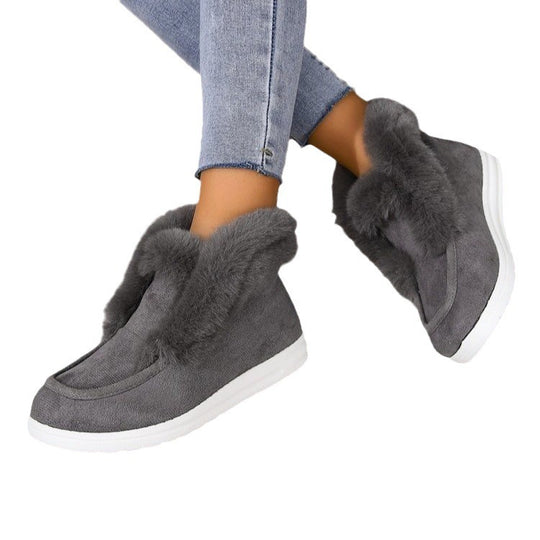 Damen Kuschel-Stiefeletten mit weichem Kunstfellkragen und rutschfester Sohle EB