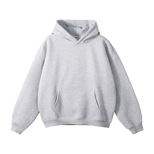 Unisex weit geschnittener Kapuzenpullover mit tiefer Schulterpartie, Kängurutasche und gerippten Bündchen EB