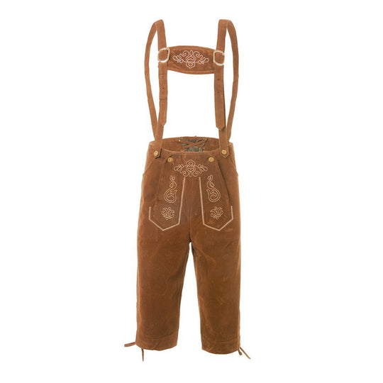Herren nan traditionelle Wildleder Lederhose mit bestickten Trägern und Kniebund EB