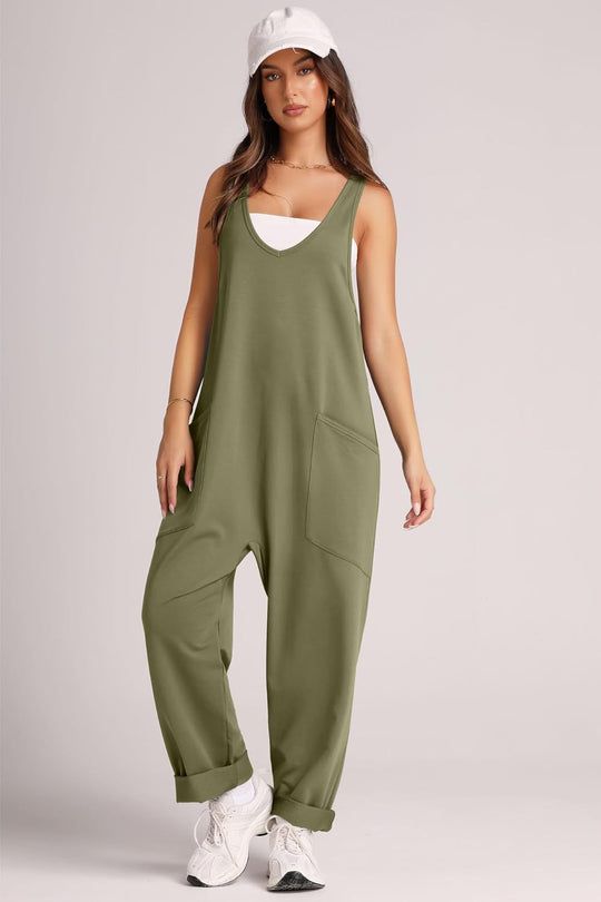 Damen Jumpsuit mit großzügigen Taschen und weichem Stretchmaterial EB