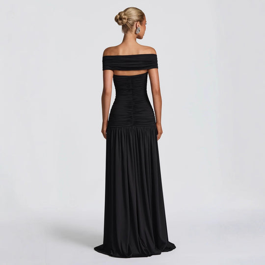 Damen Off-Shoulder Maxikleid mit Cut-Out und Faltenwurf EB