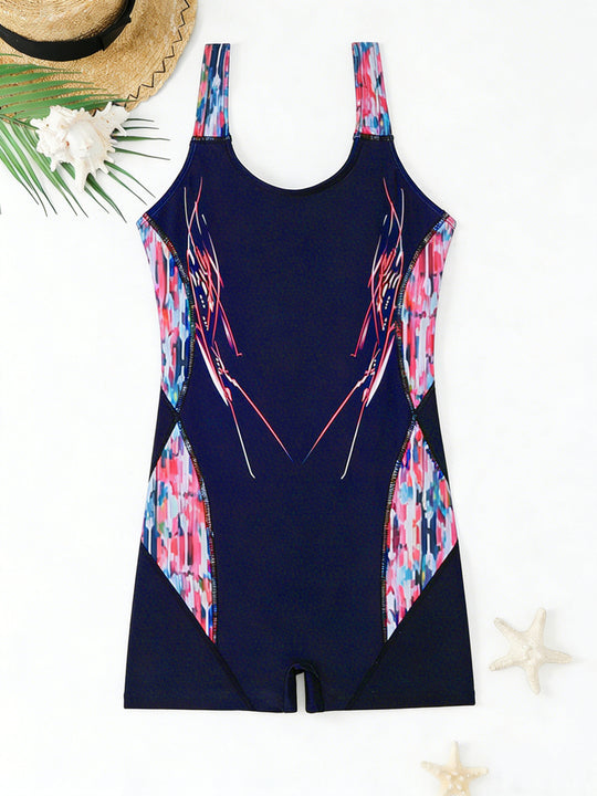 Damen Sportlicher Schwimmanzug mit ergonomischem Schnitt und buntem Design EB