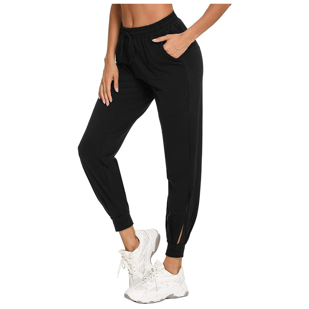 Damen Bequeme Sporthose mit elastischem Bund und seitlichen Taschen EB