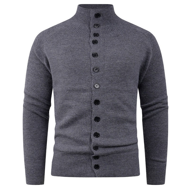 Herren Strickjacke mit modernem Stehkragen und Knopfverschluss EB