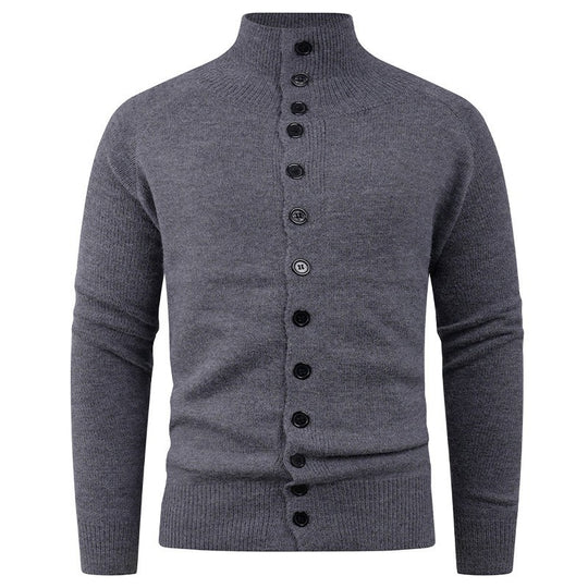 Herren Strickjacke mit modernem Stehkragen und Knopfverschluss EB