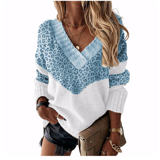 Damen nan V-Ausschnitt Strickpullover mit Chevron-Muster und Oversize-Schnitt EB