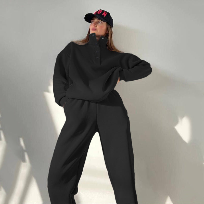 Damen nan kuscheliges Oversize Fleece-Set mit Stehkragen und Jogger EB