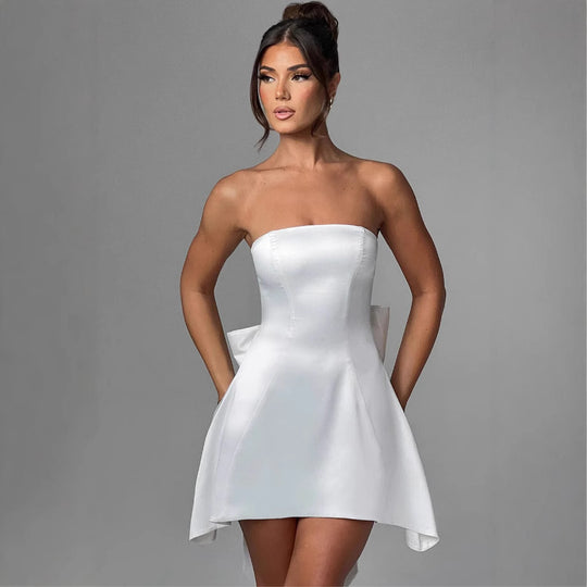 Damen Minikleid im eleganten Bandeau-Stil mit verspieltem Rückendetail EB