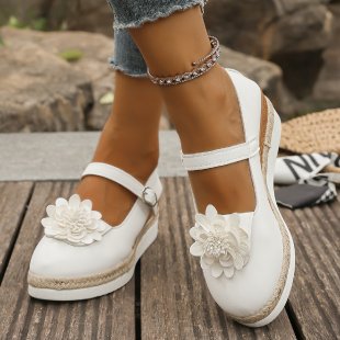 Damen Wedge-Sandaletten mit floraler Verzierungen und komfortabler Sohle EB