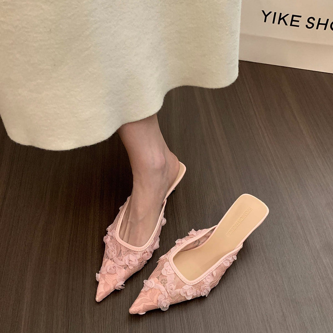 Damen Elegante Slipper mit floralem Stickdesign EB