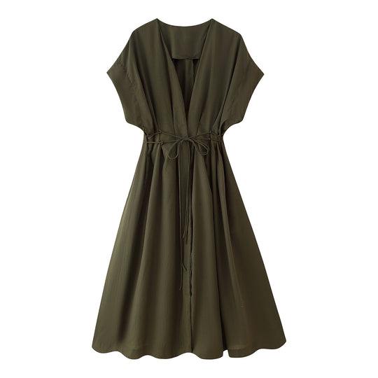 Damen Midikleid mit eleganter Wickeloptik und fließendem Schnitt EB