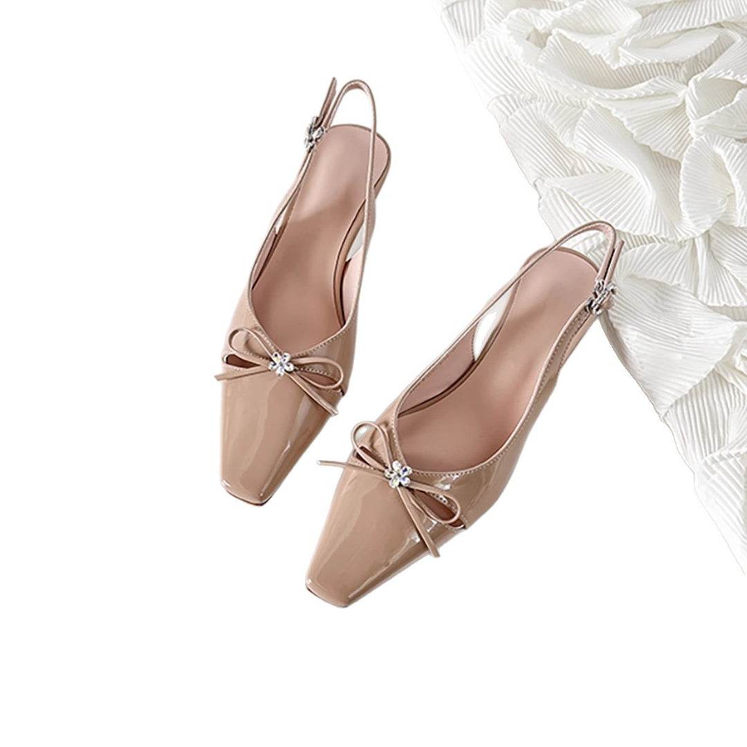 Damen Slingback-Pumps mit elegantem Schleifendetail und modischem Quadratzehen EB