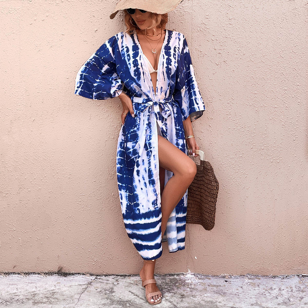 Damen Wickel-Kimono-Überwurf mit praktischem Bindegürtel EB