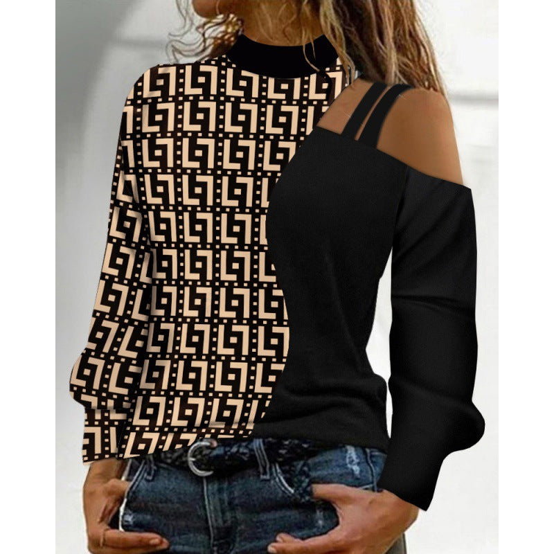 Damen Elegantes Oberteil mit kreativen Cut-Outs und modernem Grafikdesign EB