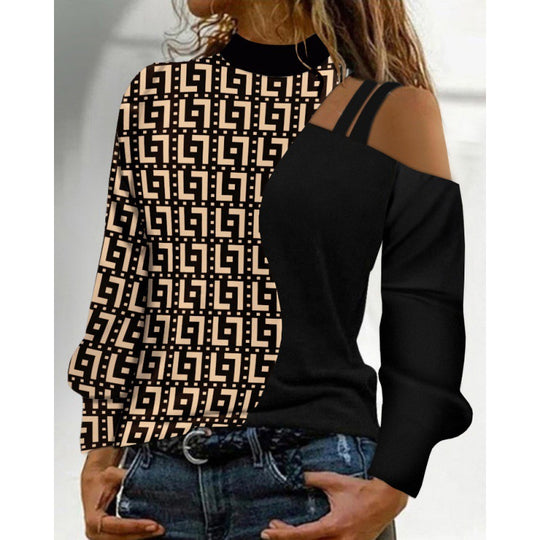 Damen Elegantes Oberteil mit kreativen Cut-Outs und modernem Grafikdesign EB