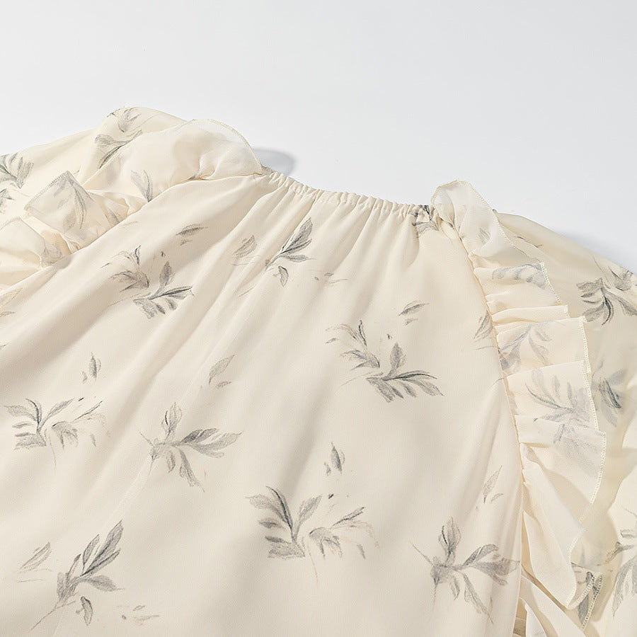 Damen Maxikleid mit eleganten Rüschendetails und floralem Druck EB