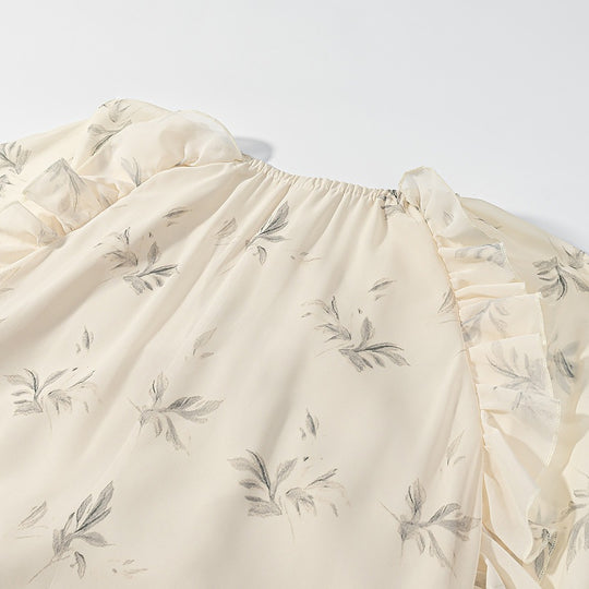 Damen Maxikleid mit eleganten Rüschendetails und floralem Druck EB