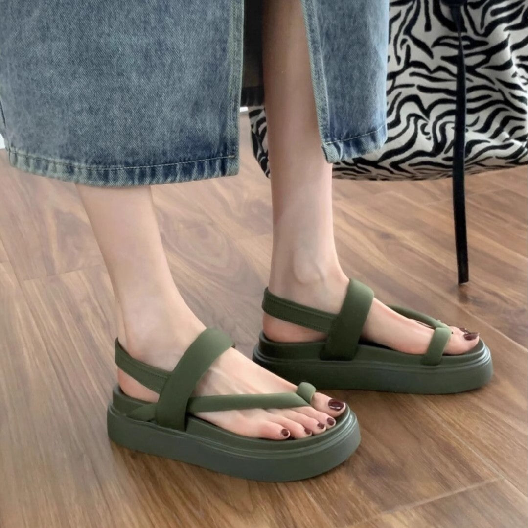 Damen komfortable Sandalen mit doppellagigem Riemendesign und rutschfester Sohle EB