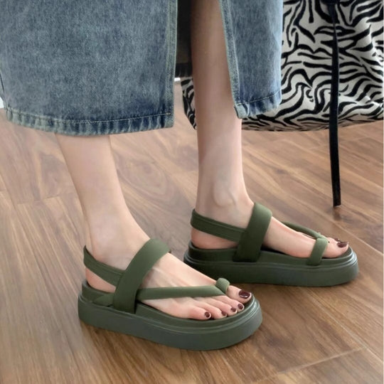 Damen komfortable Sandalen mit doppellagigem Riemendesign und rutschfester Sohle EB