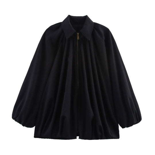 Damen Modische Bluse mit Volants und Reißverschluss EB