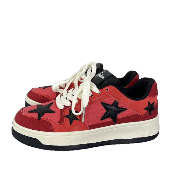 Damen modische Sneakers mit markantem Sternen-Design und dämpfender Sohle EB