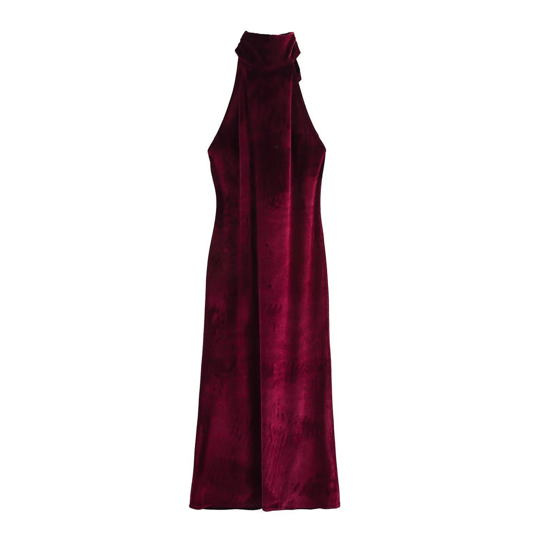 Damen Abendkleid mit hohem Kragen und fließendem Schnitt EB