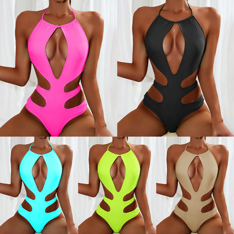 Damen Einteiler Badeanzug mit avantgardistischen Cut-out-Details EB