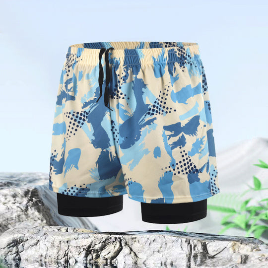 EB | Doppellagige Herren Sport Fitness Anti-Peinlichkeit Strandhose
