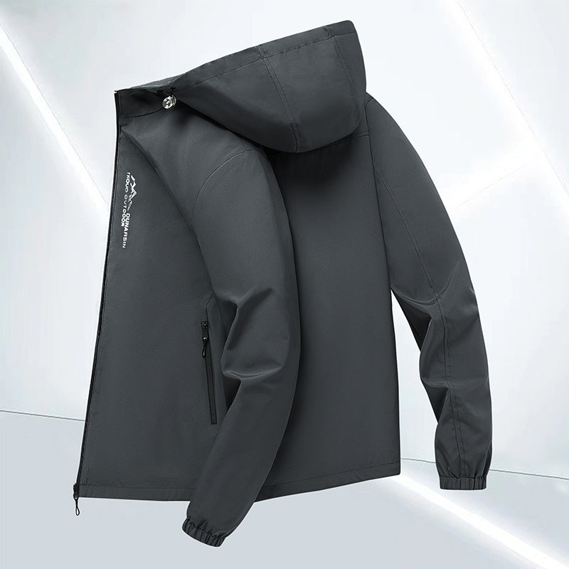 Herren winddichte Softshelljacke mit verstellbarer Kapuze, wasserabweisender Membran und sicheren Reißverschlusstaschen EB