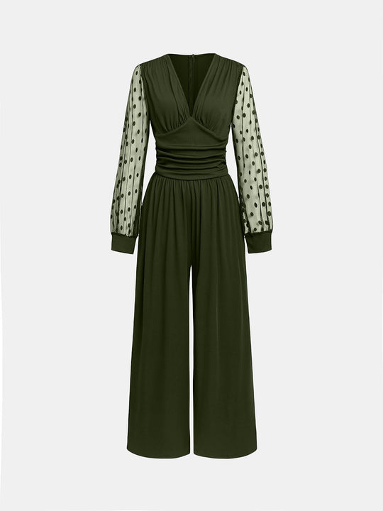 Damen Overall mit transparenten Puffärmeln EB