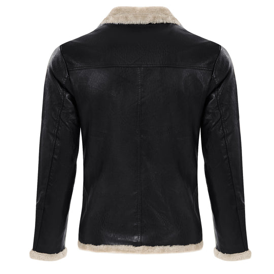 Herren stilvolle Kunstlederjacke mit warmem Innenfutter EB