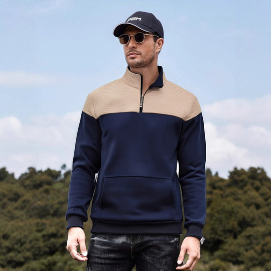 Herren funktionale Sweatjacke mit hochschließendem Kragen und praktischer Kängurutasche EB